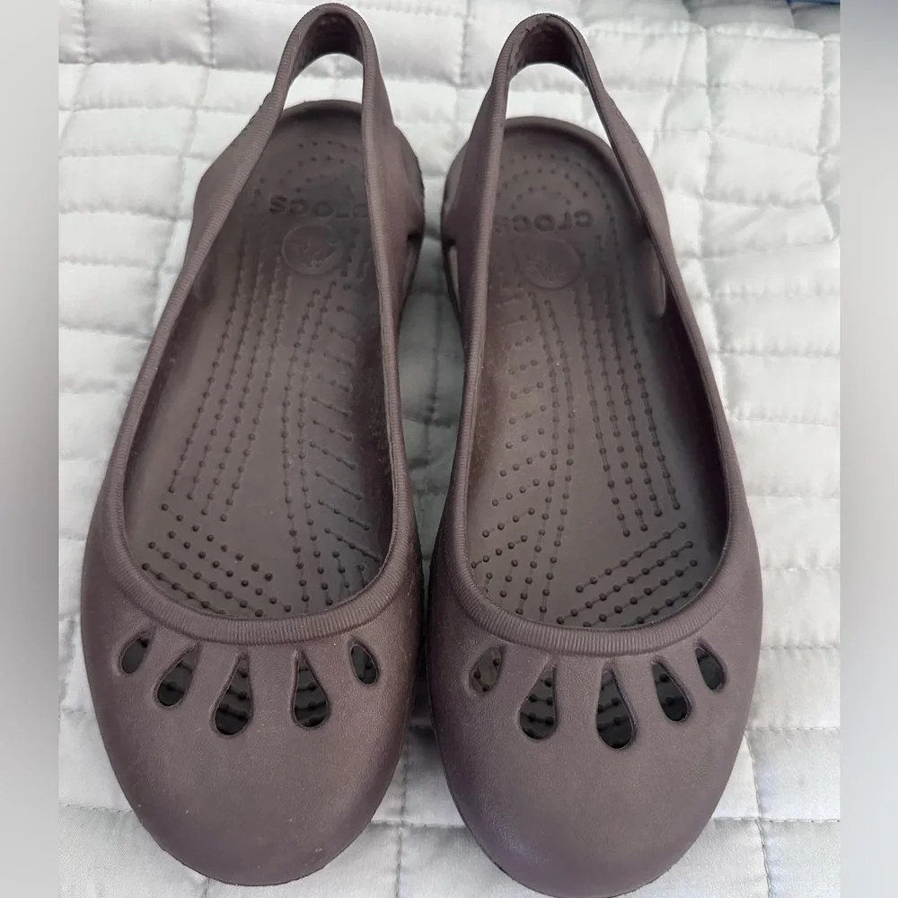 CROCS Kadee Ballet Flats Chocolate Brown Slingback Slip-On Shoes